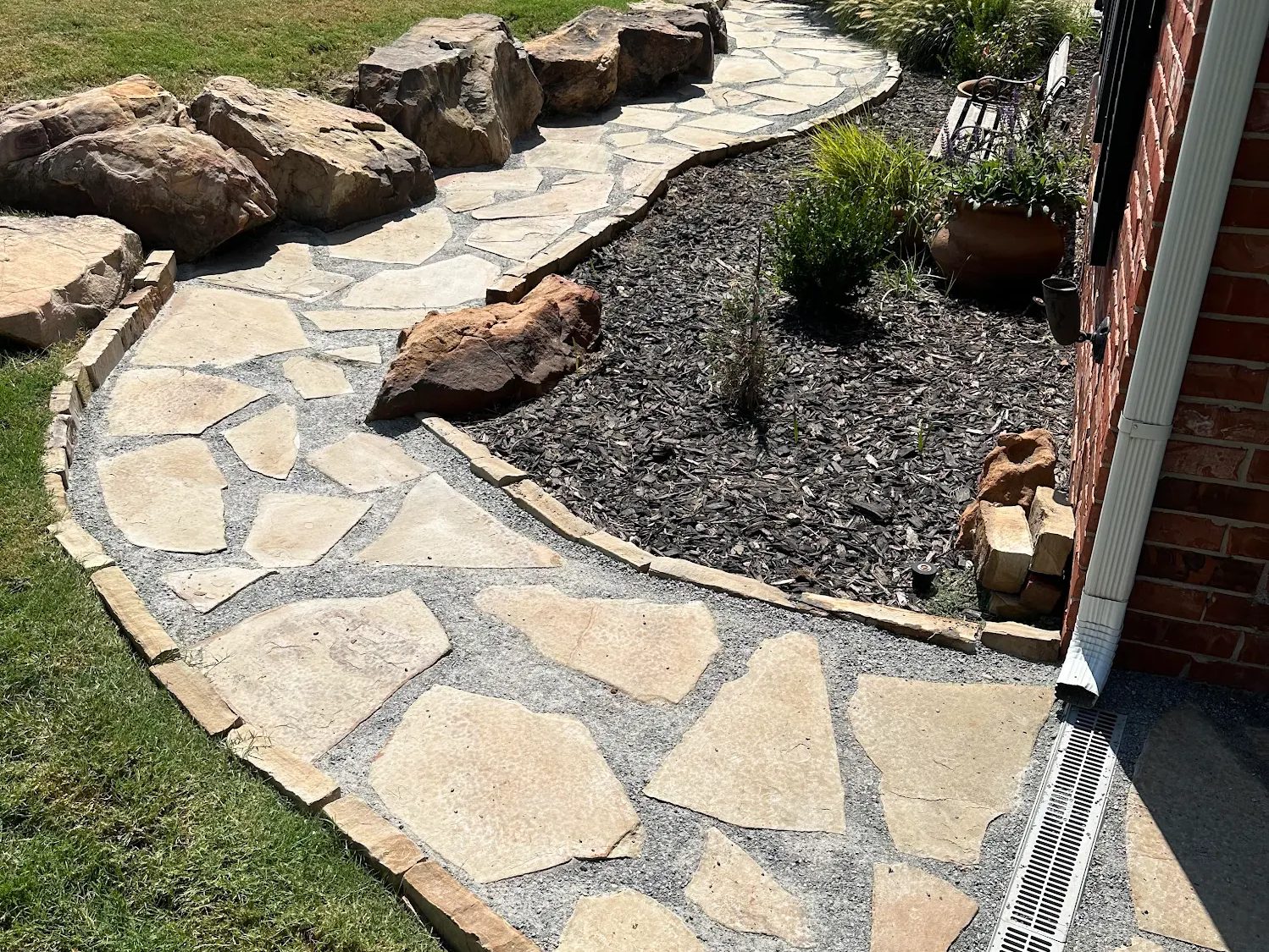 Hardscape Flagstone Sidewalk Install Edmond T&S Landscaping